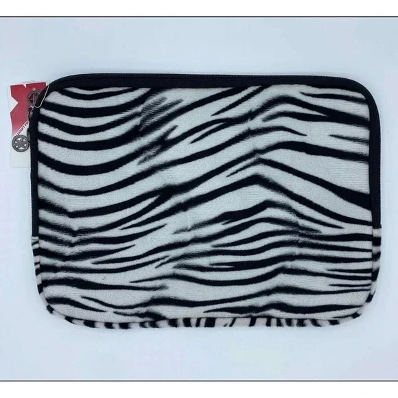 K-Cliffs Faux-Fur Zebra‎ Animal Print Carrying Case Sleeve Laptop 13" - Picture 2 of 2